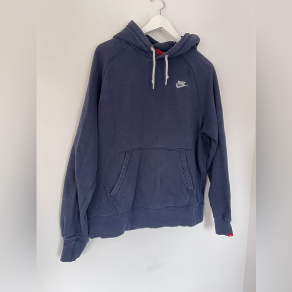 Nike Sportswear Club Overhead Hoodie Swoosh Embroidered Gym Y2k Navy Large Basic - Picture 3 of 9